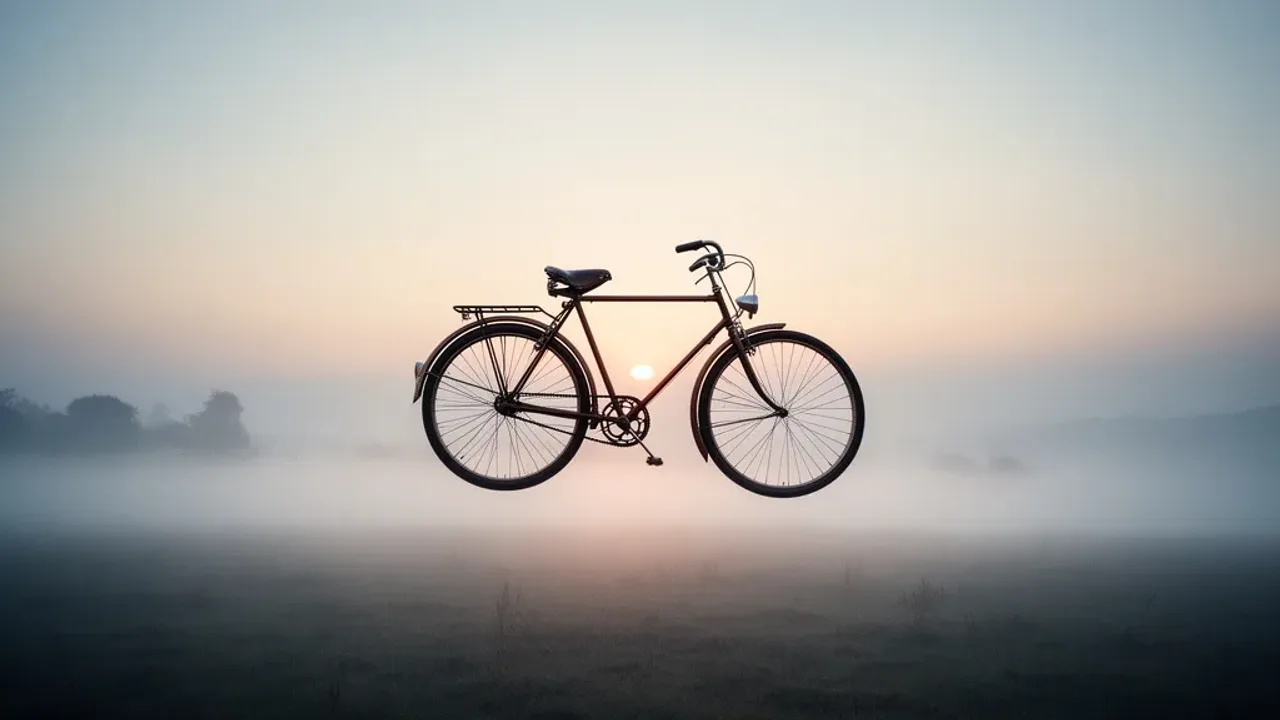 Sennik jazda na rowerze – interpretacja snów i znaczenie roweru Sennik jazda na rowerze – zabytkowy rower w mistycznym lesie jako symbol onirycznej podróży.